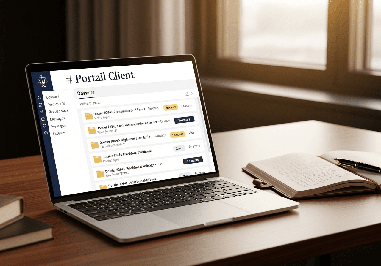 Aperçu du template Portail client — Juridique