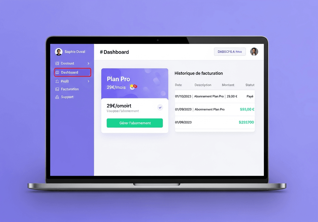 Aperçu du template SaaS — Abonnement